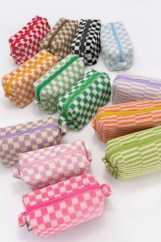 CHECKER MAKEUP COSMETIC POUCH BAG | 40P522