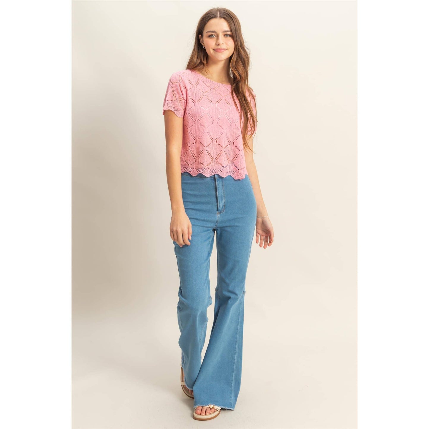High-Waist  Denim Flared Pants