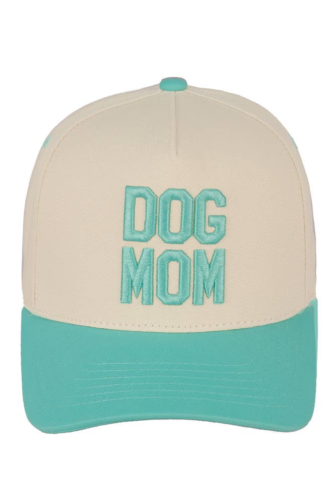 DOG MOM Embroidered Two Tone Trucker Cap