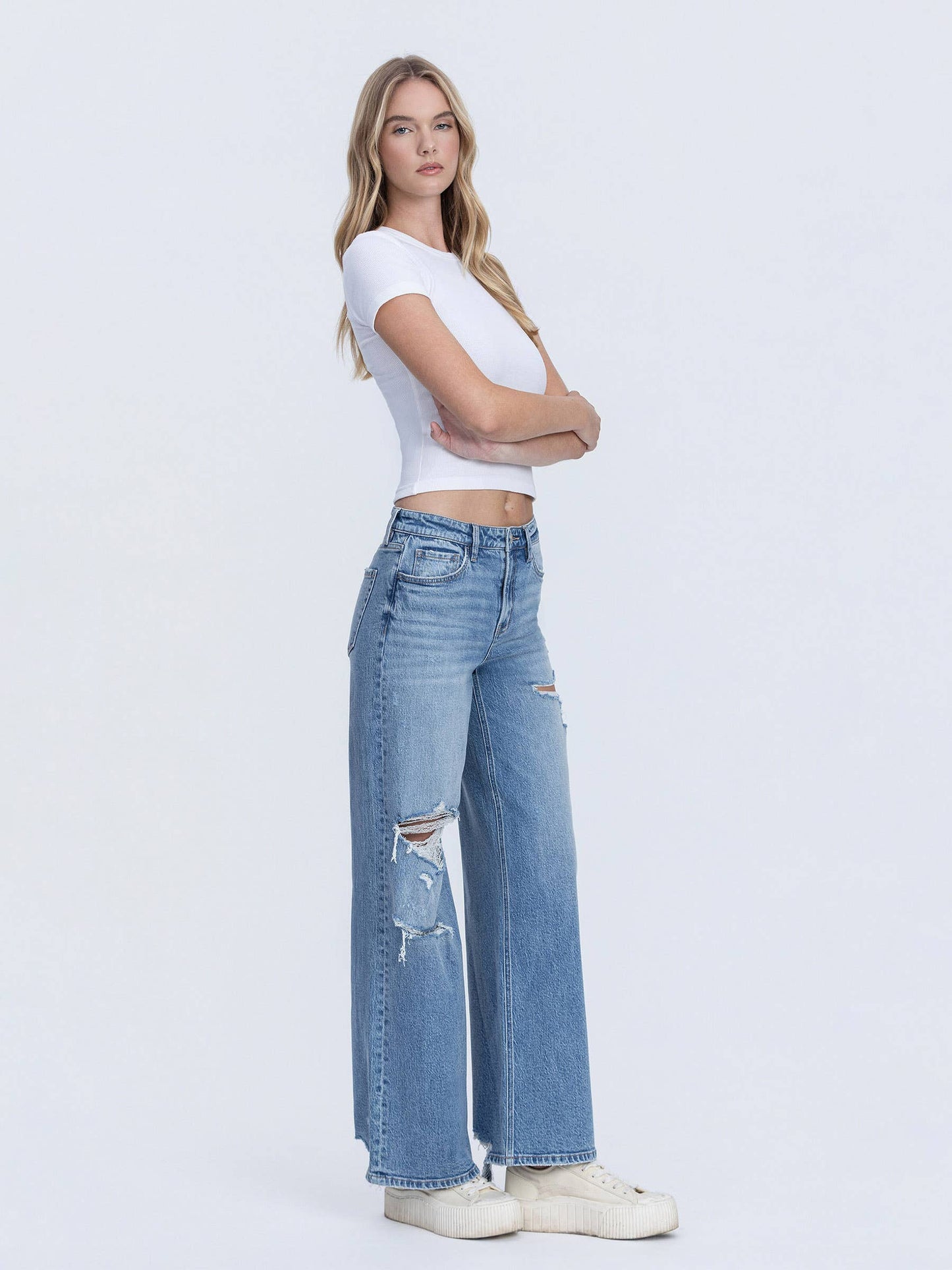 HIGH RISE WIDE LEG JEANS T7248
