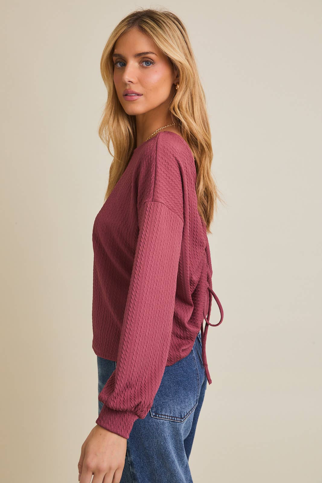 Mauve BACK RUCHING CABLE TOP