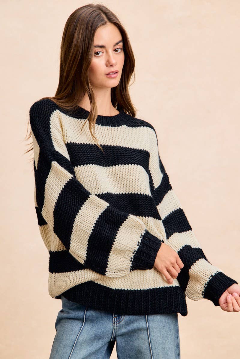 Stripe Chunky Sweater Top