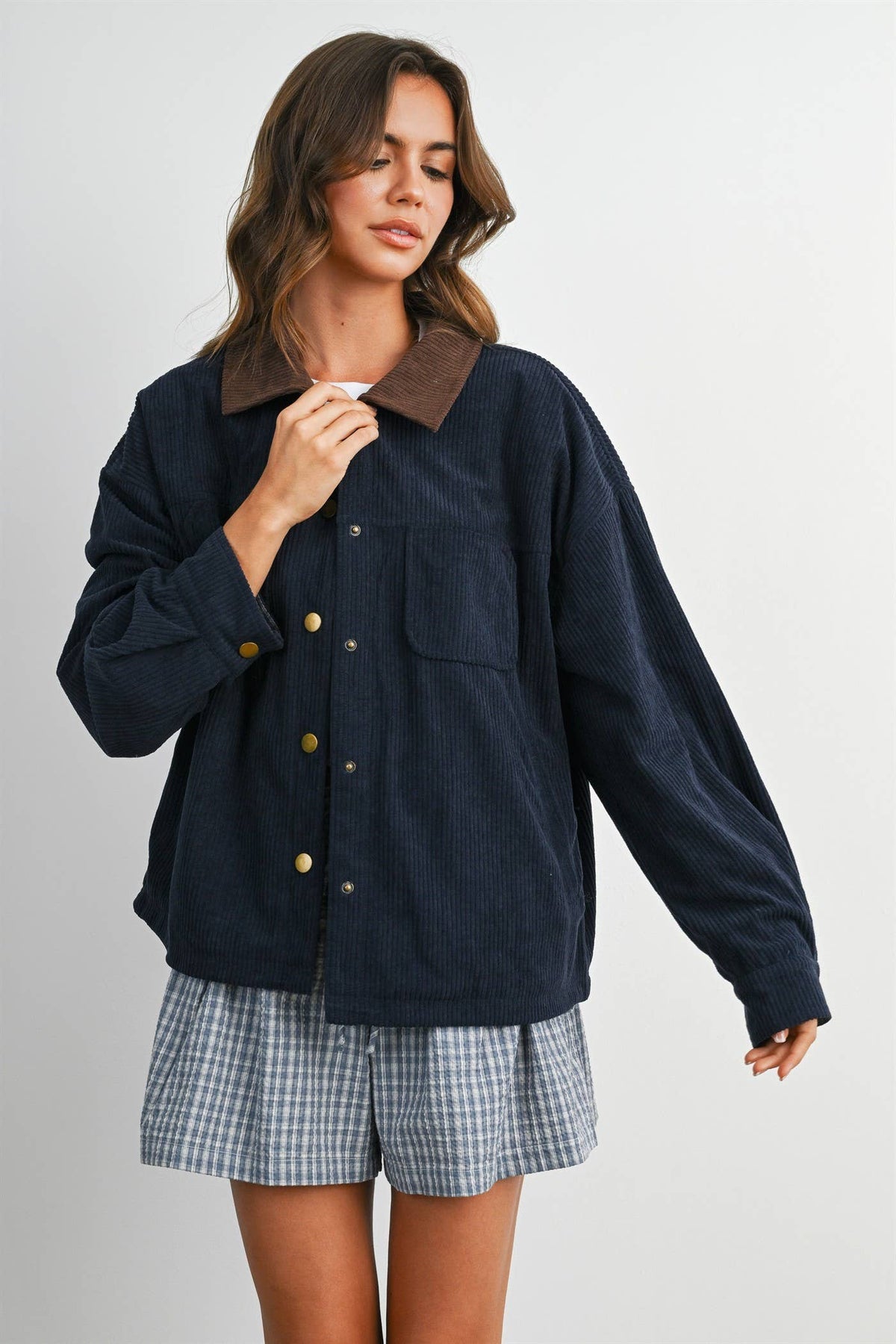 The Hazel Plaid Lined Corduroy Jacket-BMJ8614