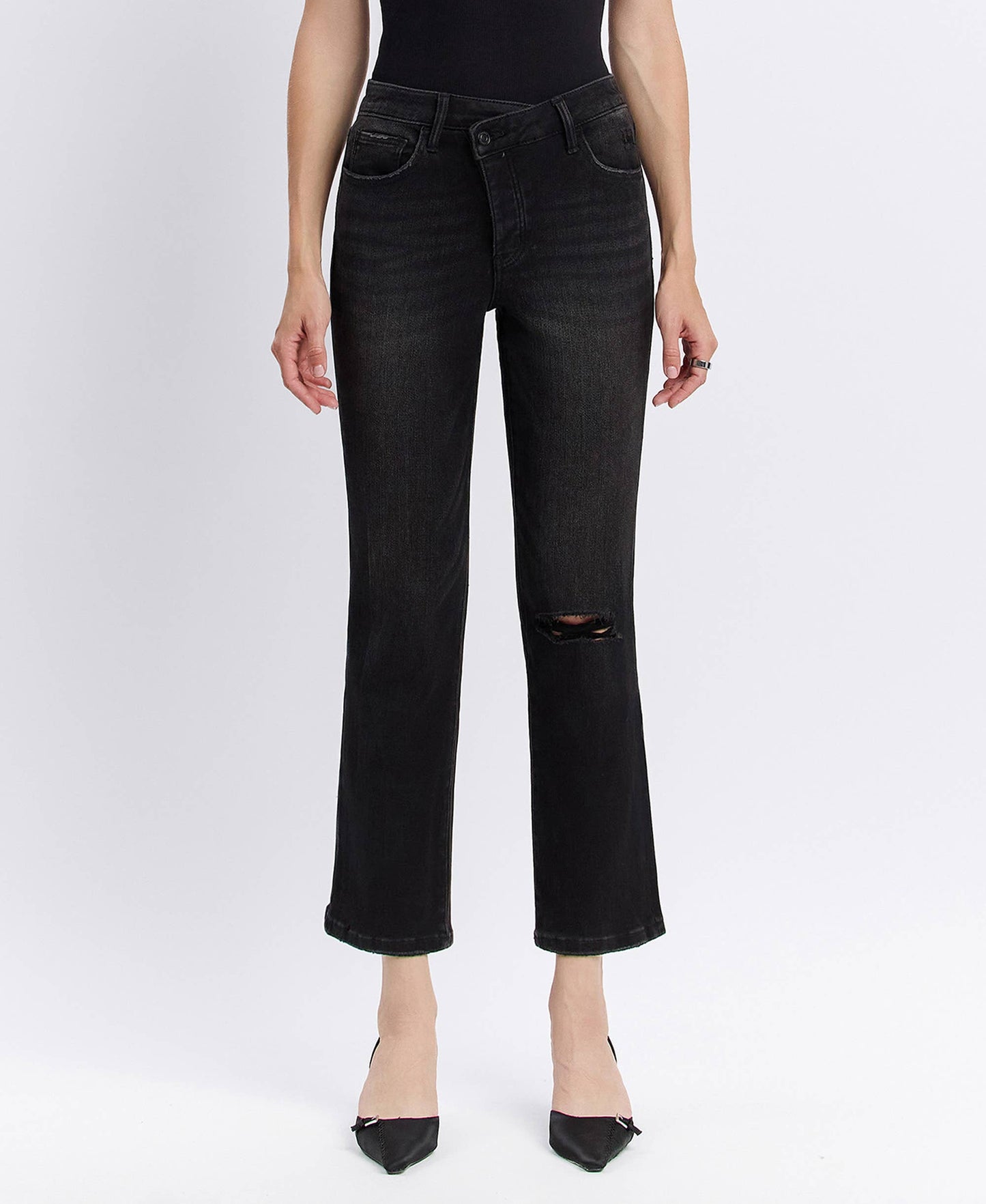 GINA HIGH RISE DISTRESSED STRAIGHT JEANS