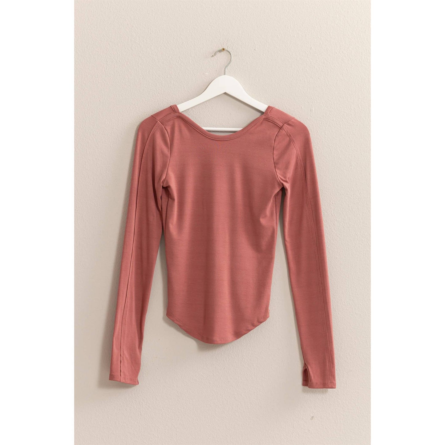 low scoop back long sleeve