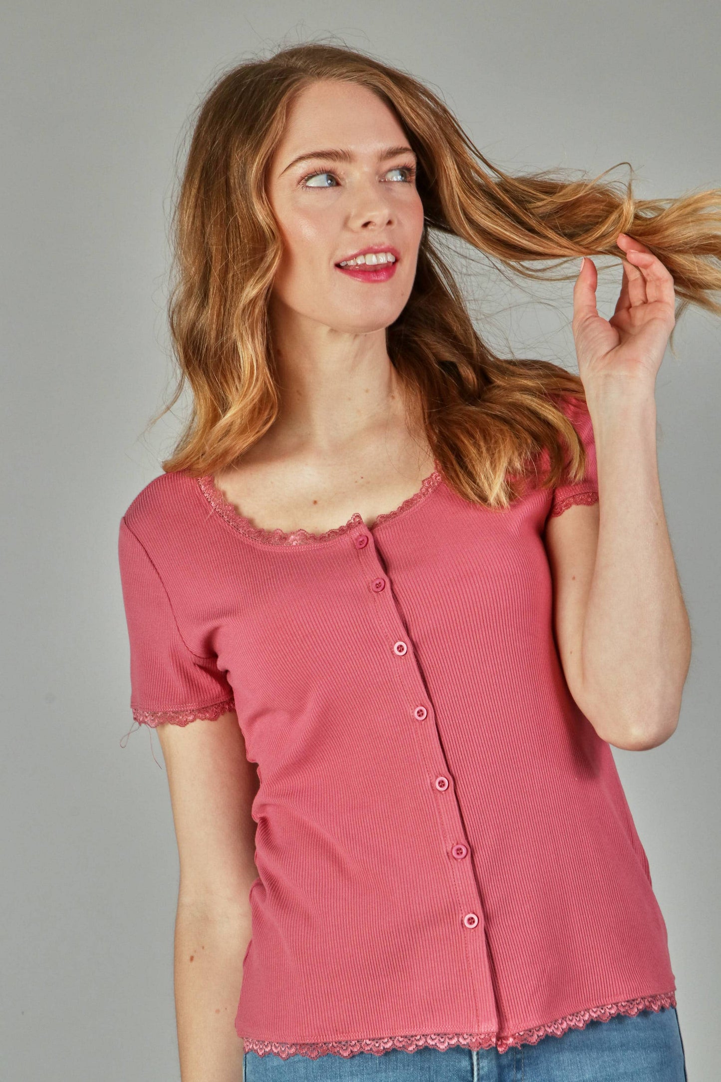 Button lace top
