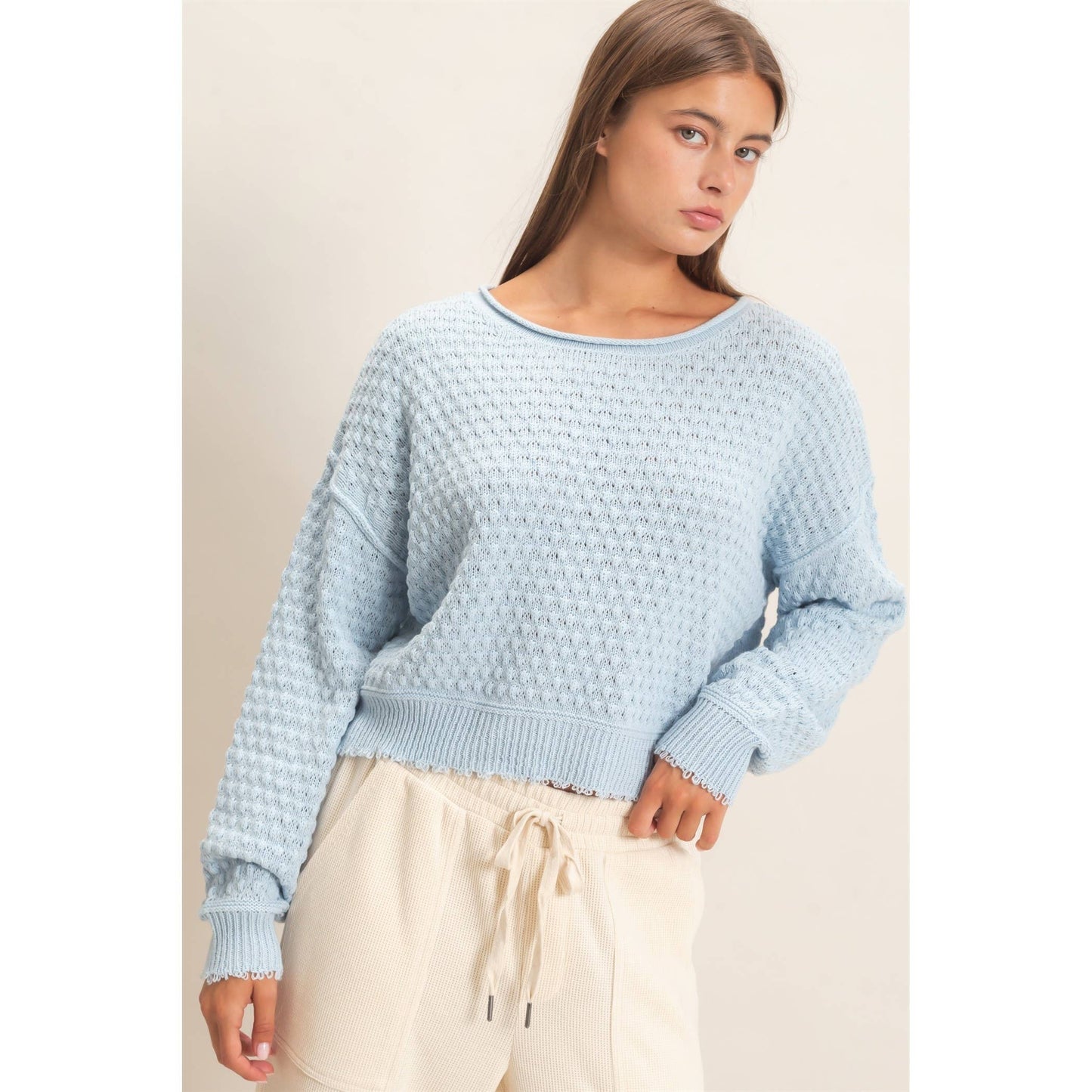 Boat Neck distressed Sweater