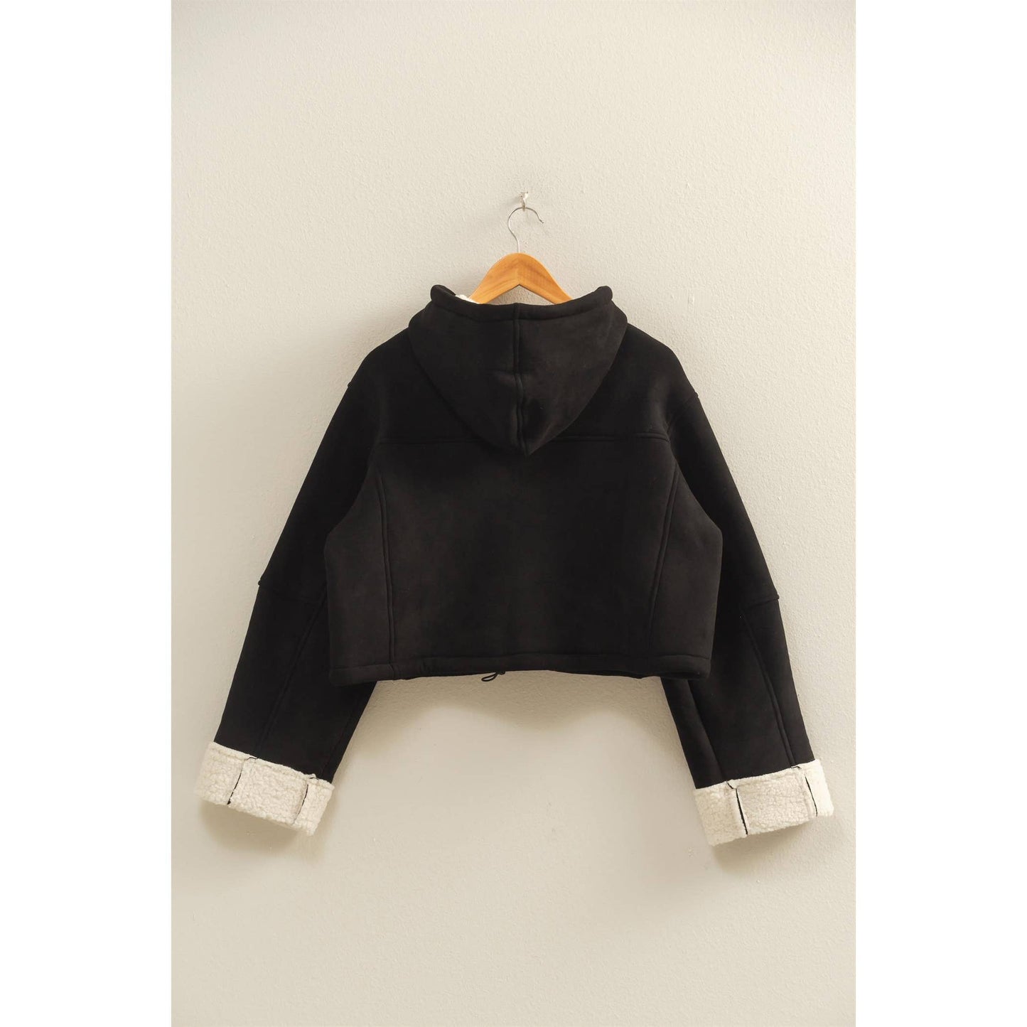 Suede Hooded  Zip-Up Jacket