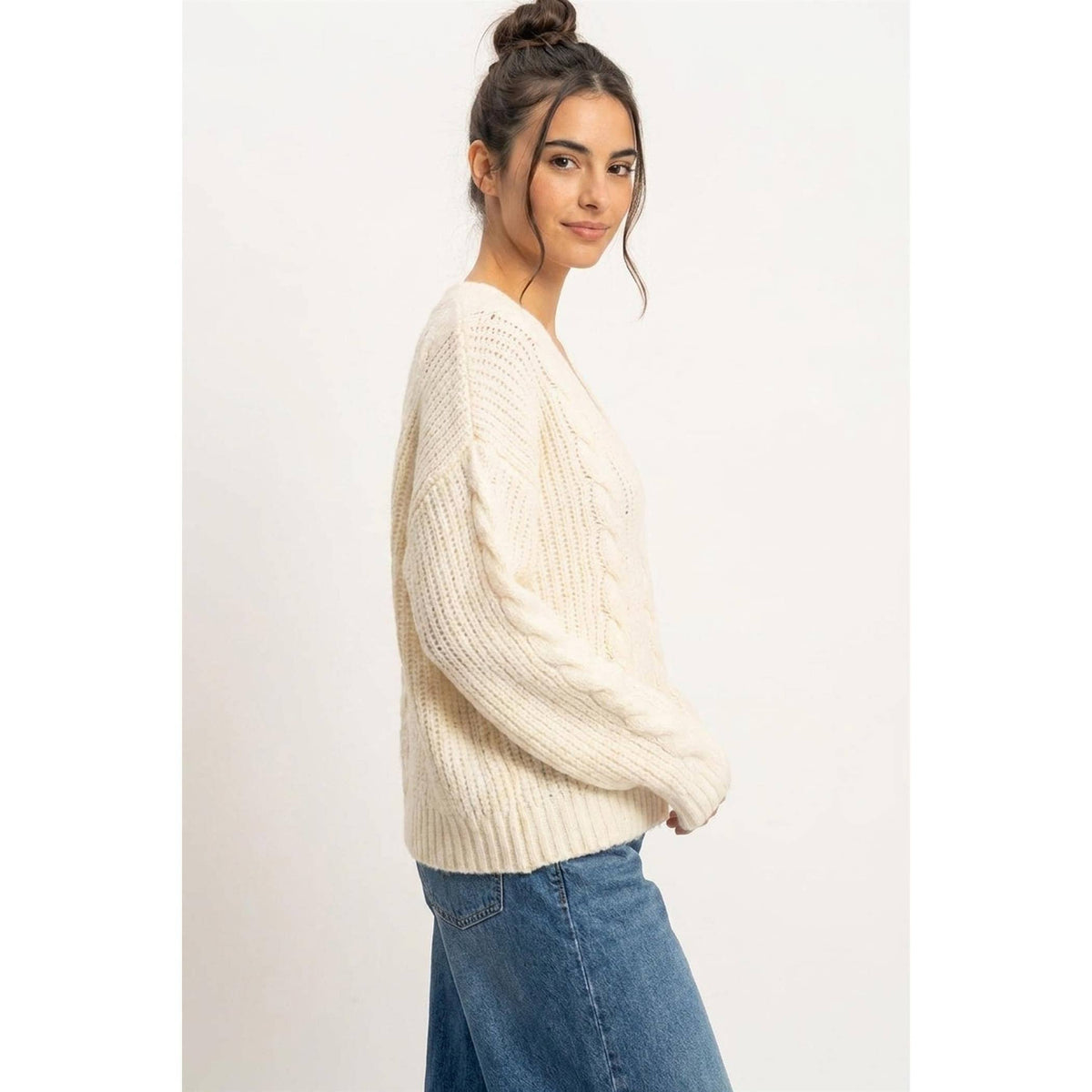Cable Knit V-Neck Sweater