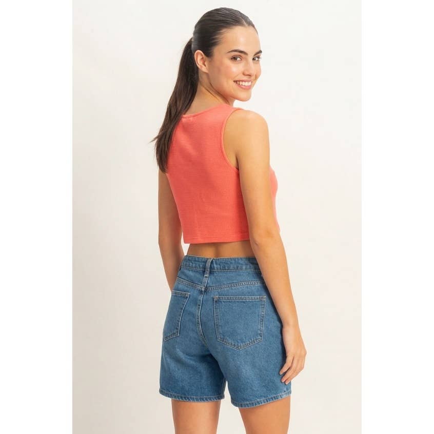 Coral waffle vest