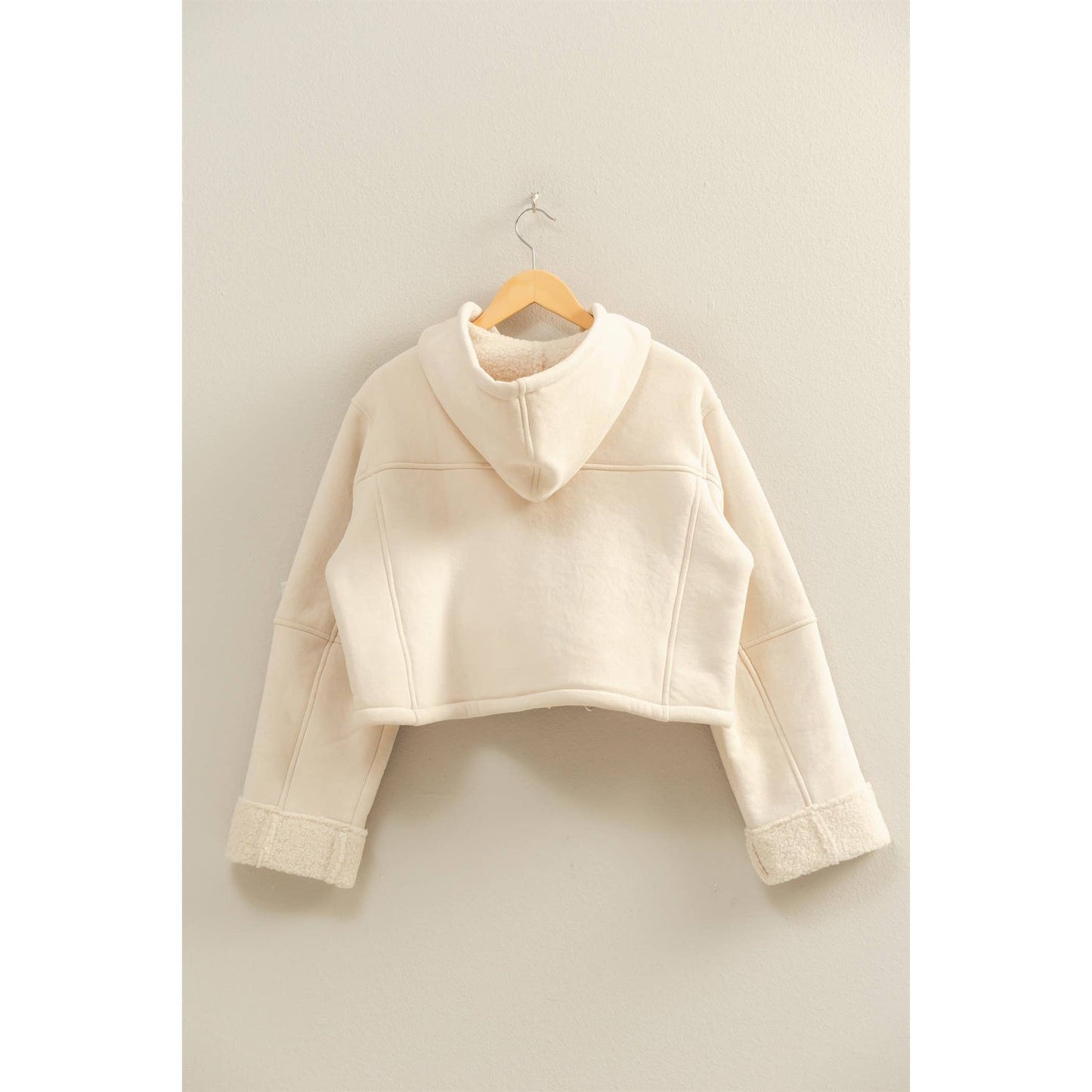 Suede Hooded  Zip-Up Jacket