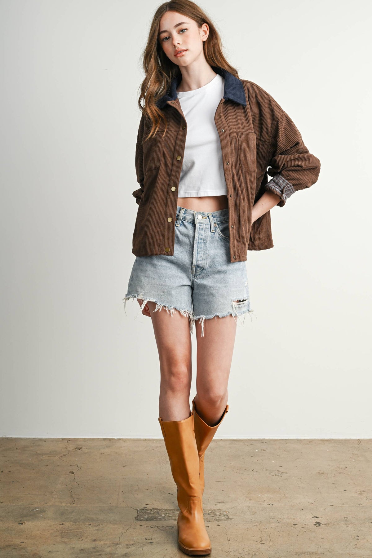 The Hazel Plaid Lined Corduroy Jacket-BMJ8614