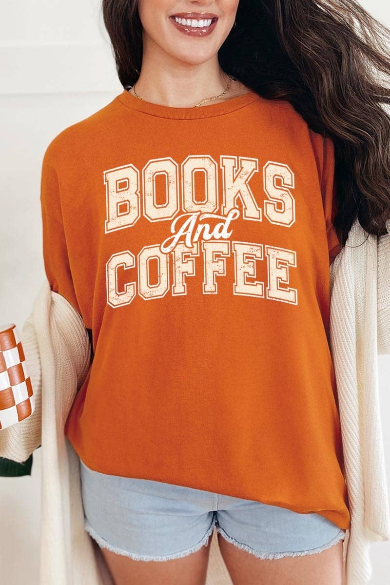 Books and Coffee Graphic Heavy Cotton Tee