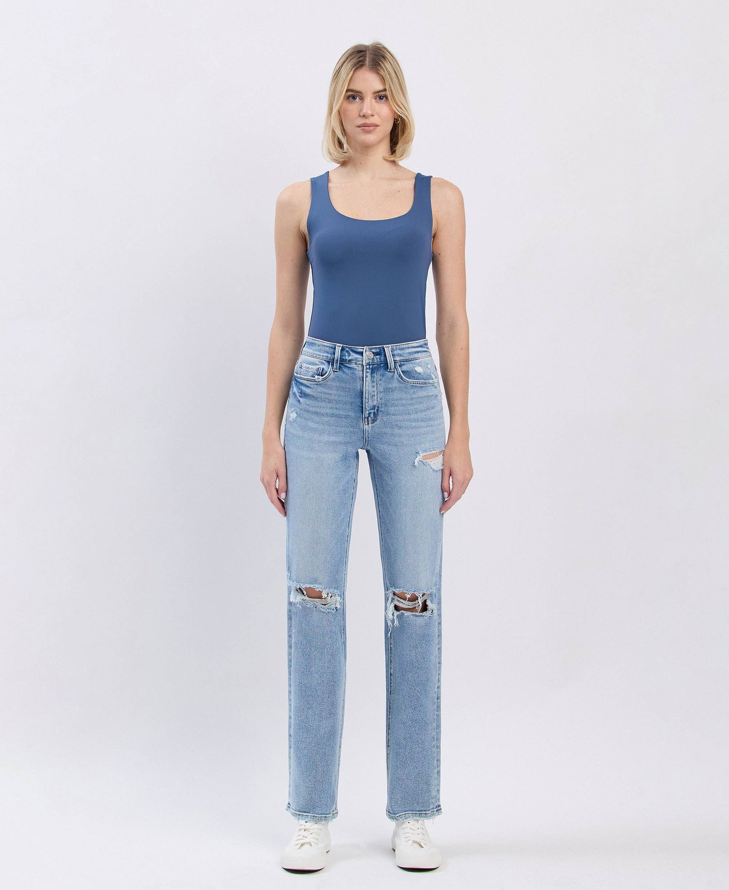 ALLY HIGH RISE DISTRESSED STRAIGHT JEANS