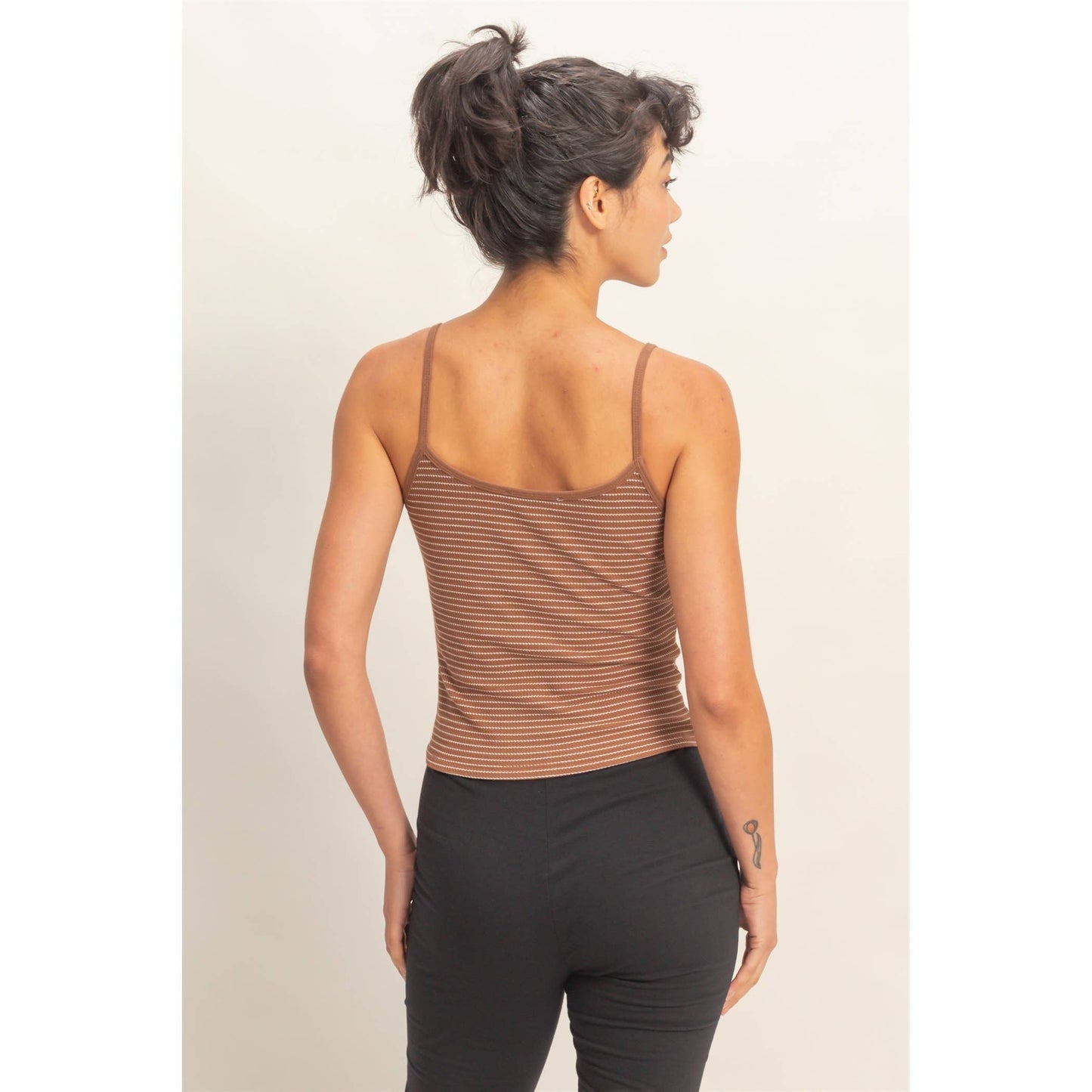 Striped Snap-Button Henley Cami Top