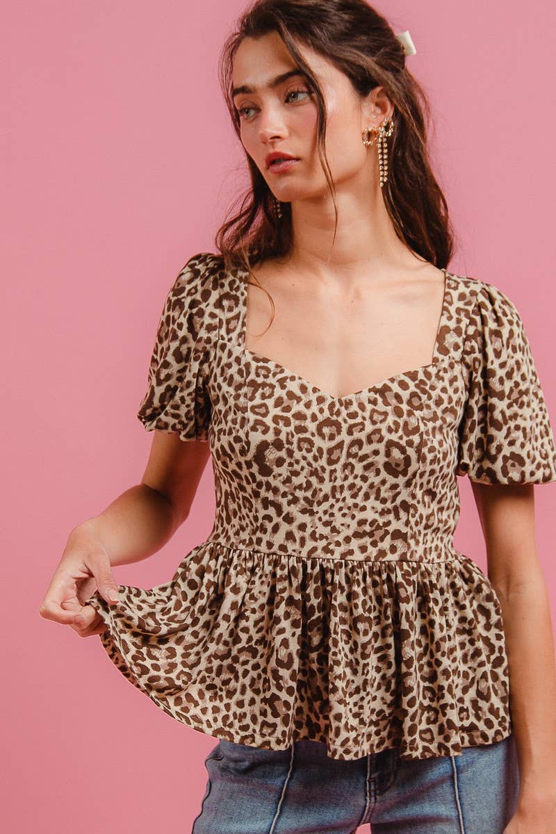 Leopard Peplum Top