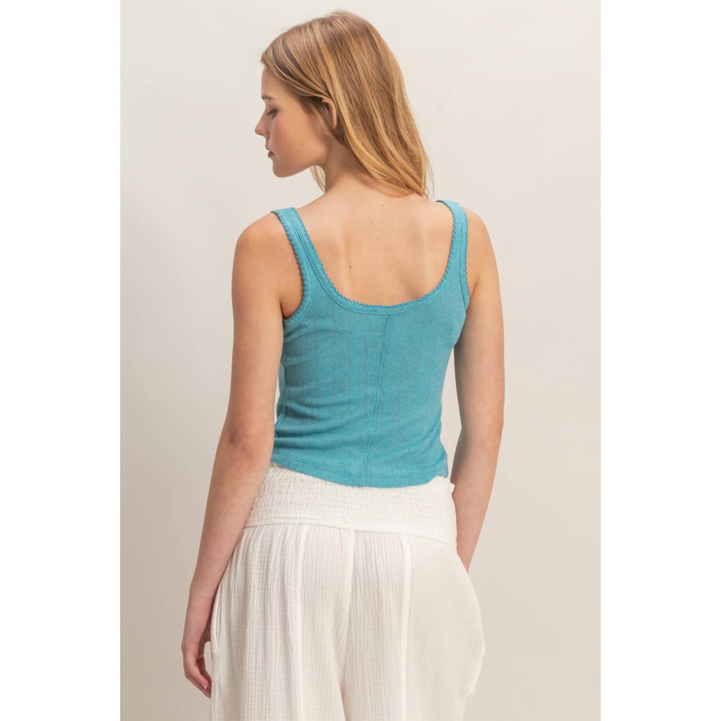 Button Front Ribbed Tank Top