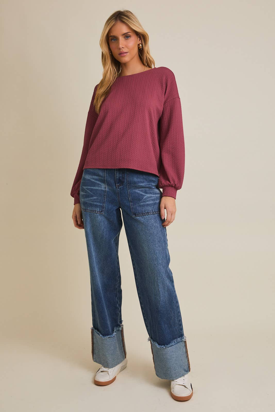 Mauve BACK RUCHING CABLE TOP