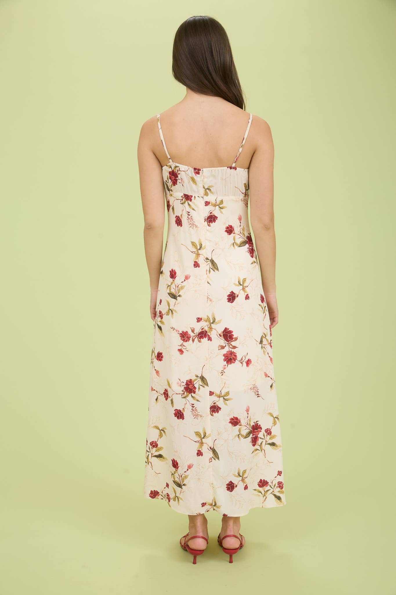 FLORAL LACE TRIM MIDI DRESS