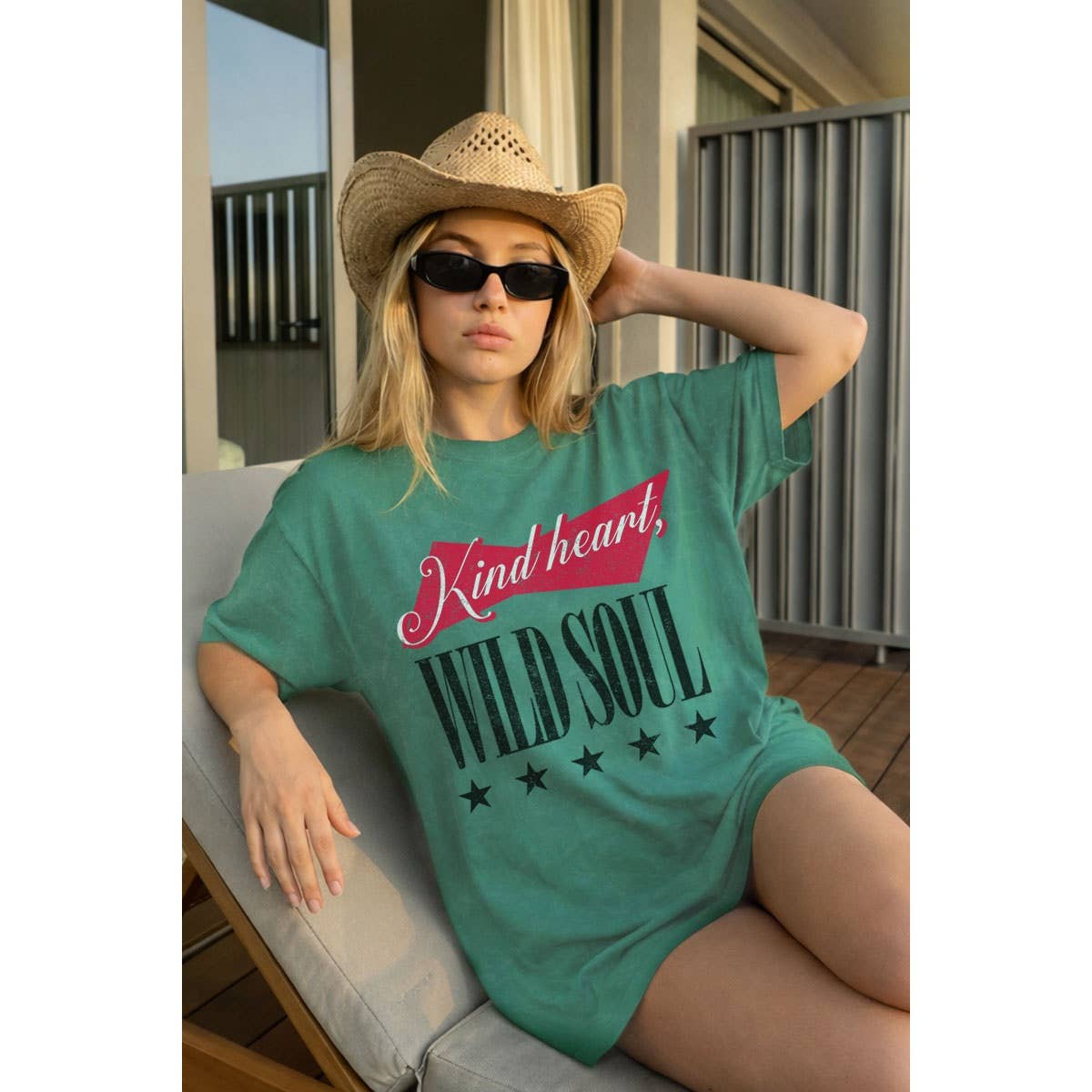 KIND HEART WILD SOUL OVERSIZED MINERAL GRAPHIC TEE
