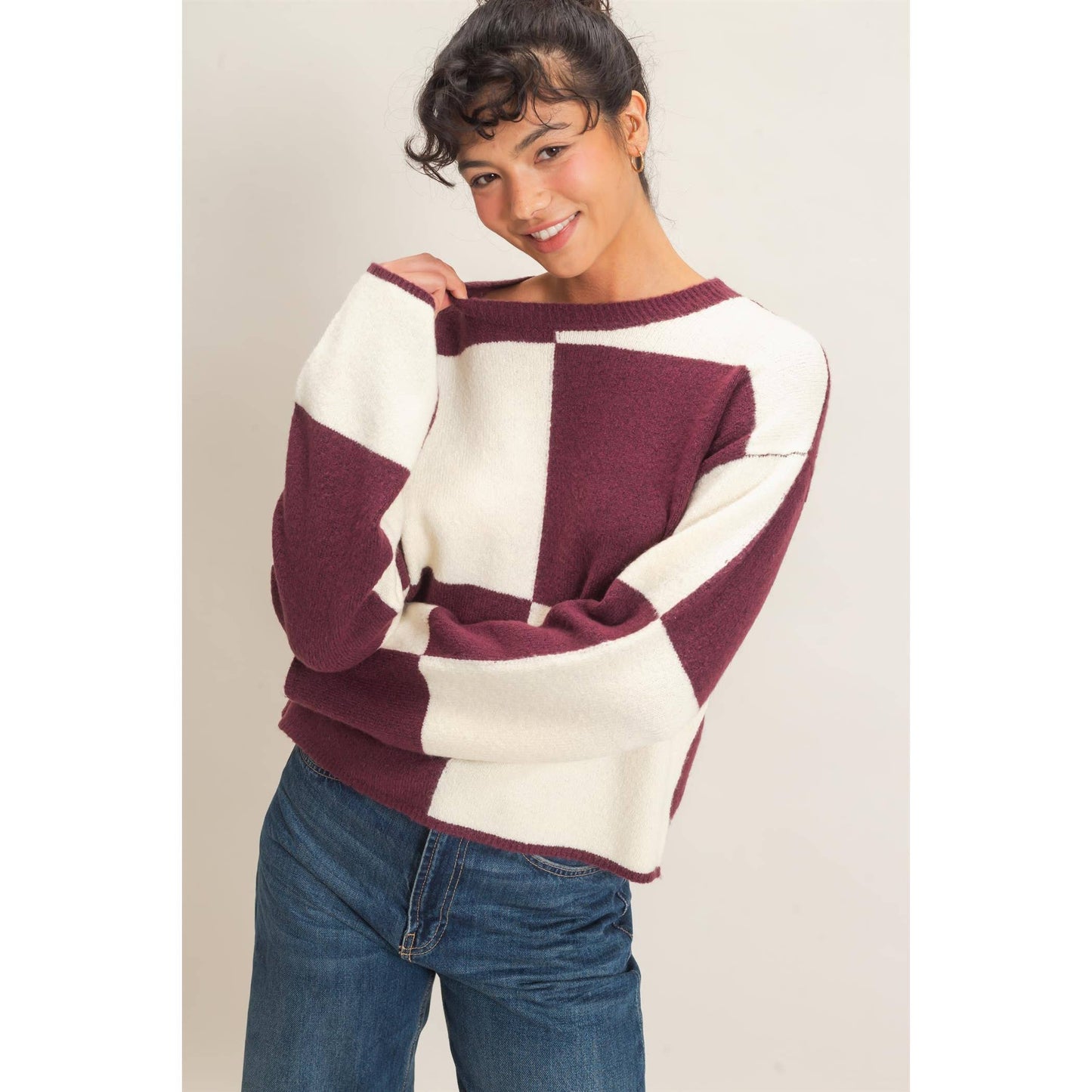 Sage Checkered Sweater