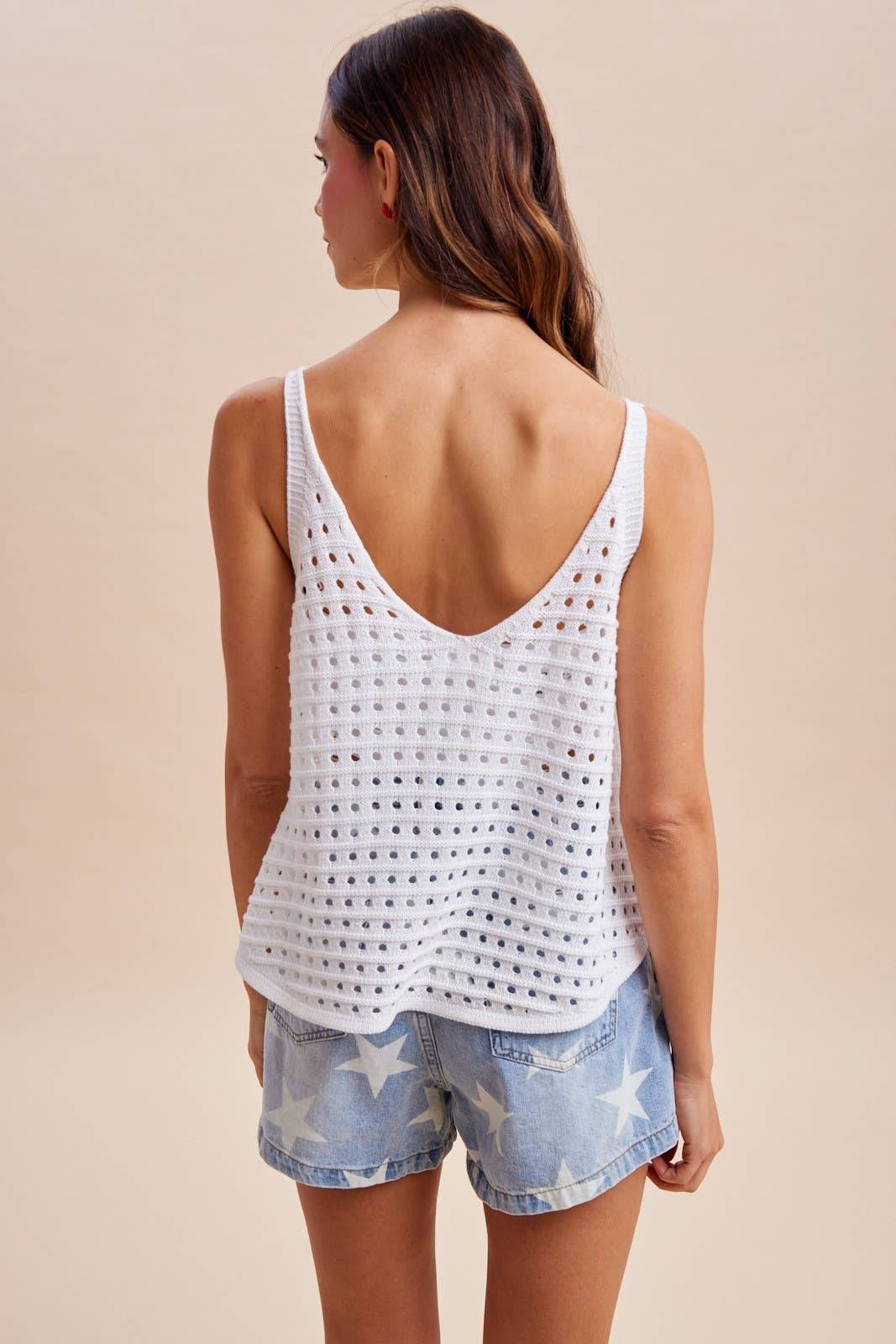 4th Of July American Flag Pointelle Knit Cami Top