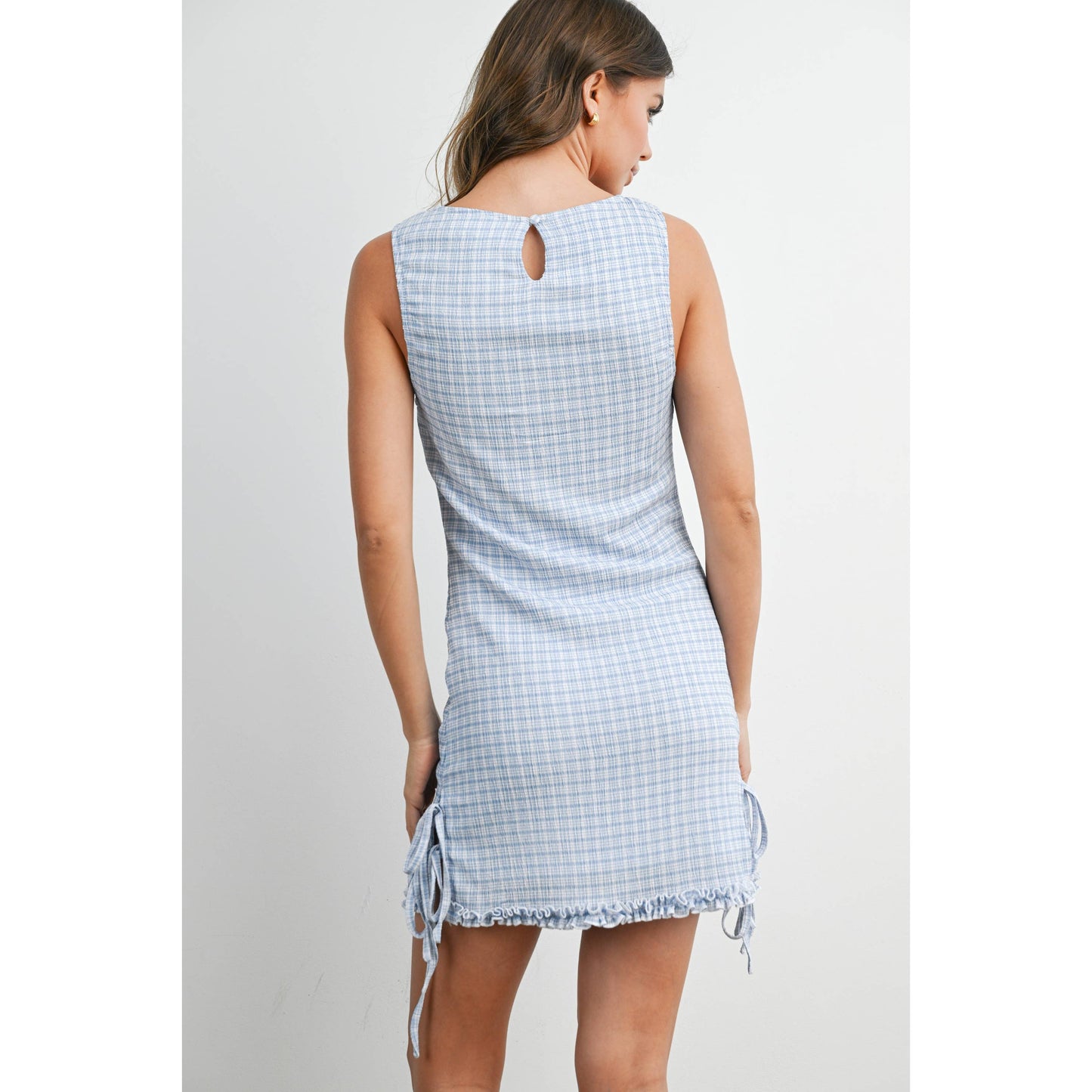 Red check mini dress