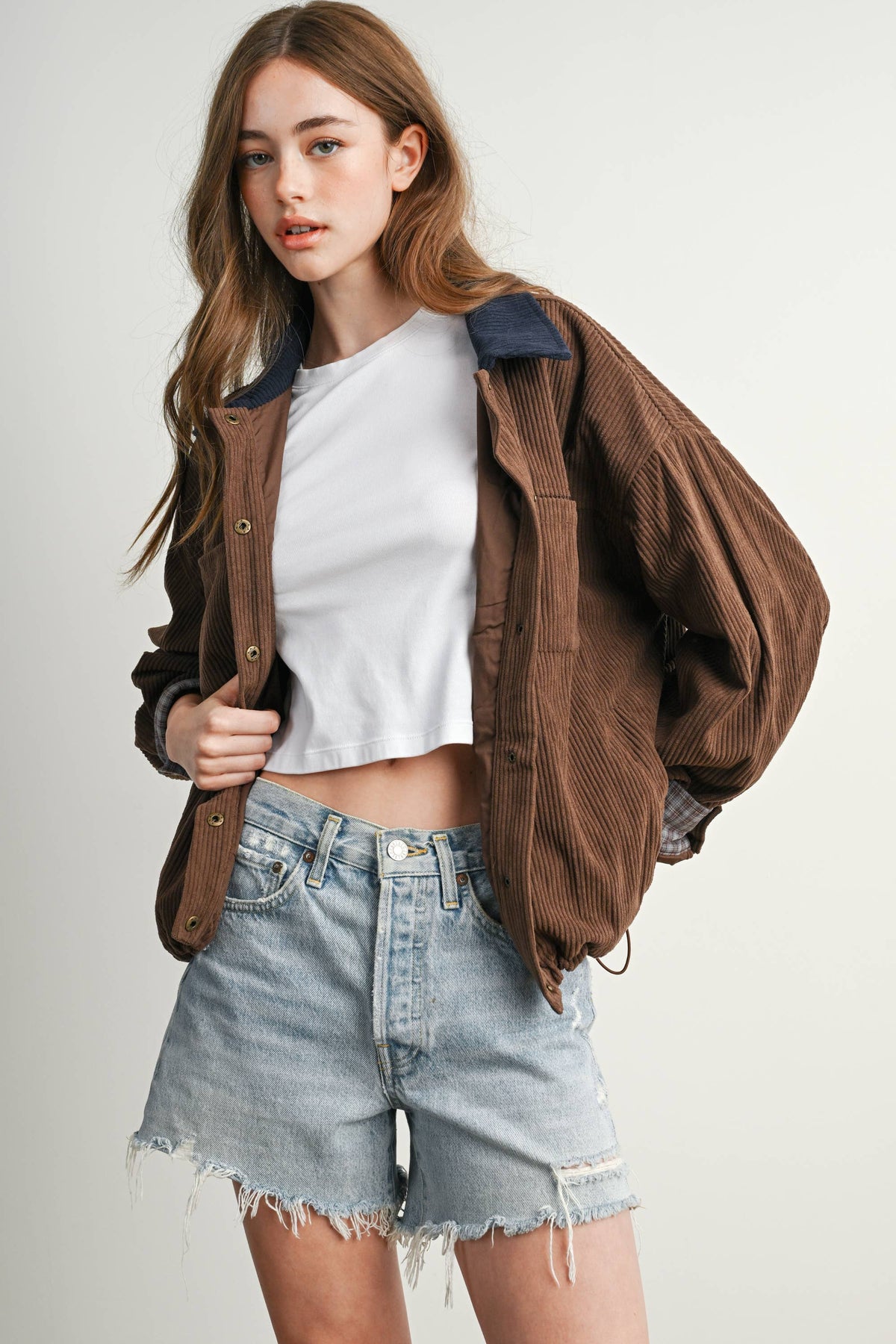 The Hazel Plaid Lined Corduroy Jacket-BMJ8614
