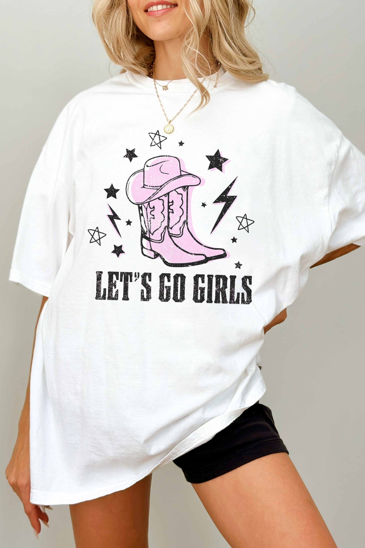 LET'S GO GIRLS OVERSIZED GRAPHIC TEE