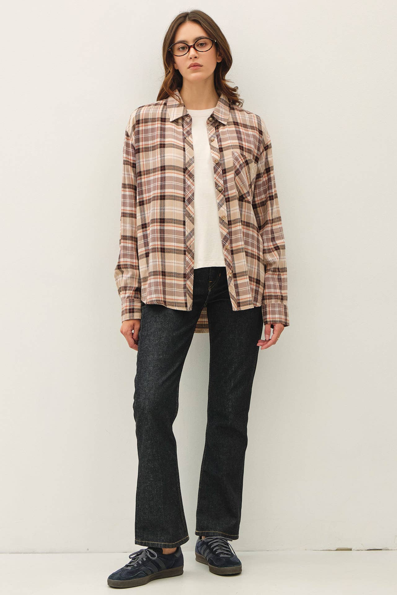 TAUPE OVERSIZED FLANNEL SHIRT