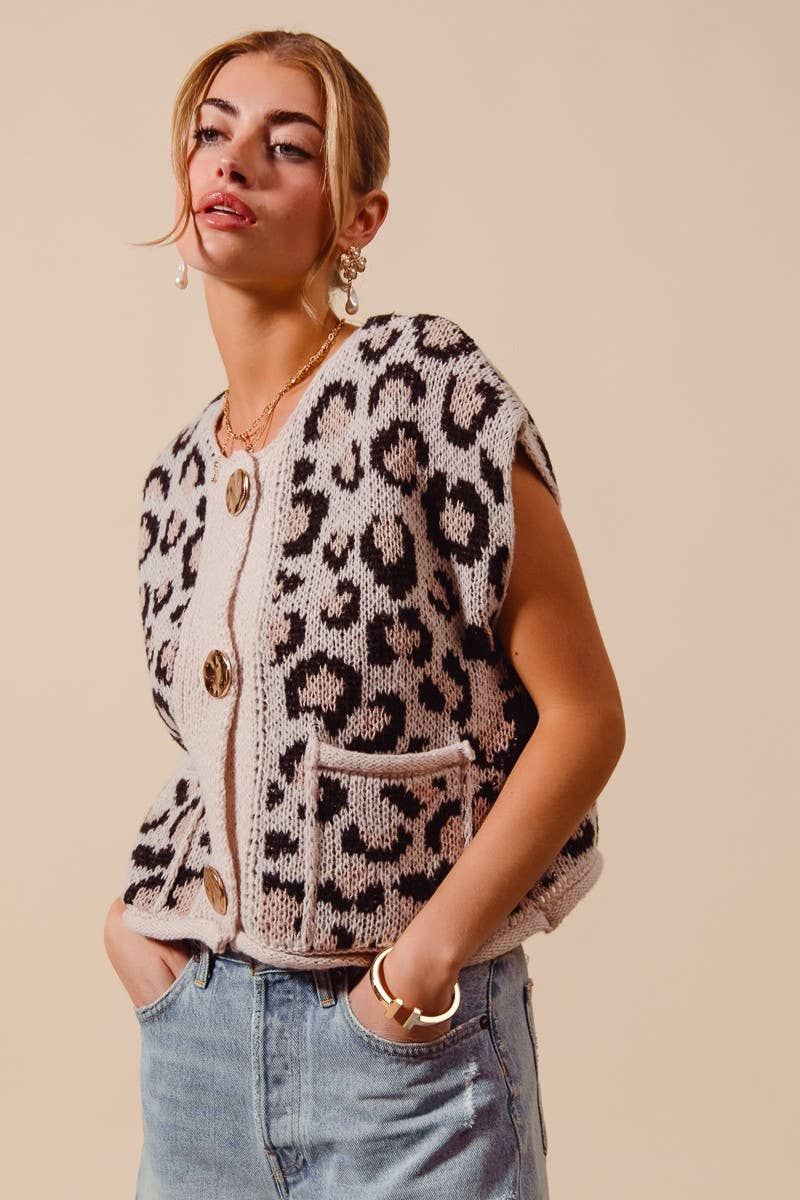 Leopard Sweater Vest Top