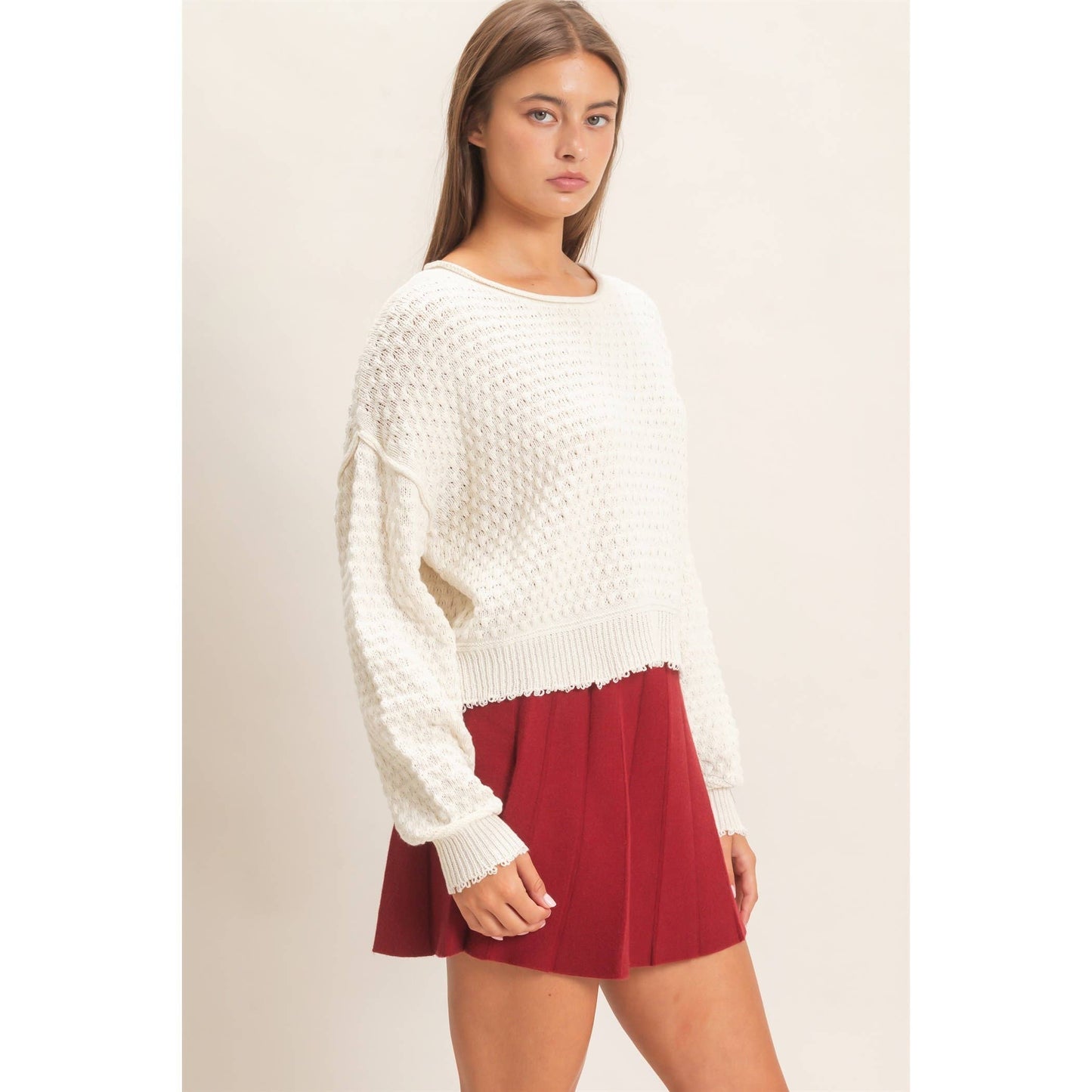 Boat Neck distressed Sweater