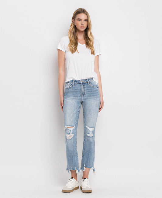 HIGH RISE LIGHT WASH CROP JEANS LV1003