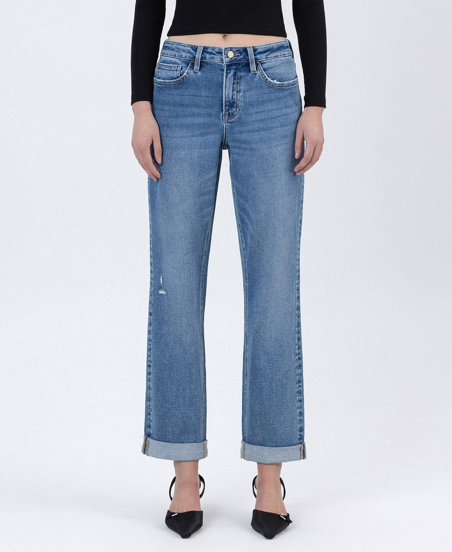 HIGH RISE CUFFED BOYFRIEND JEANS