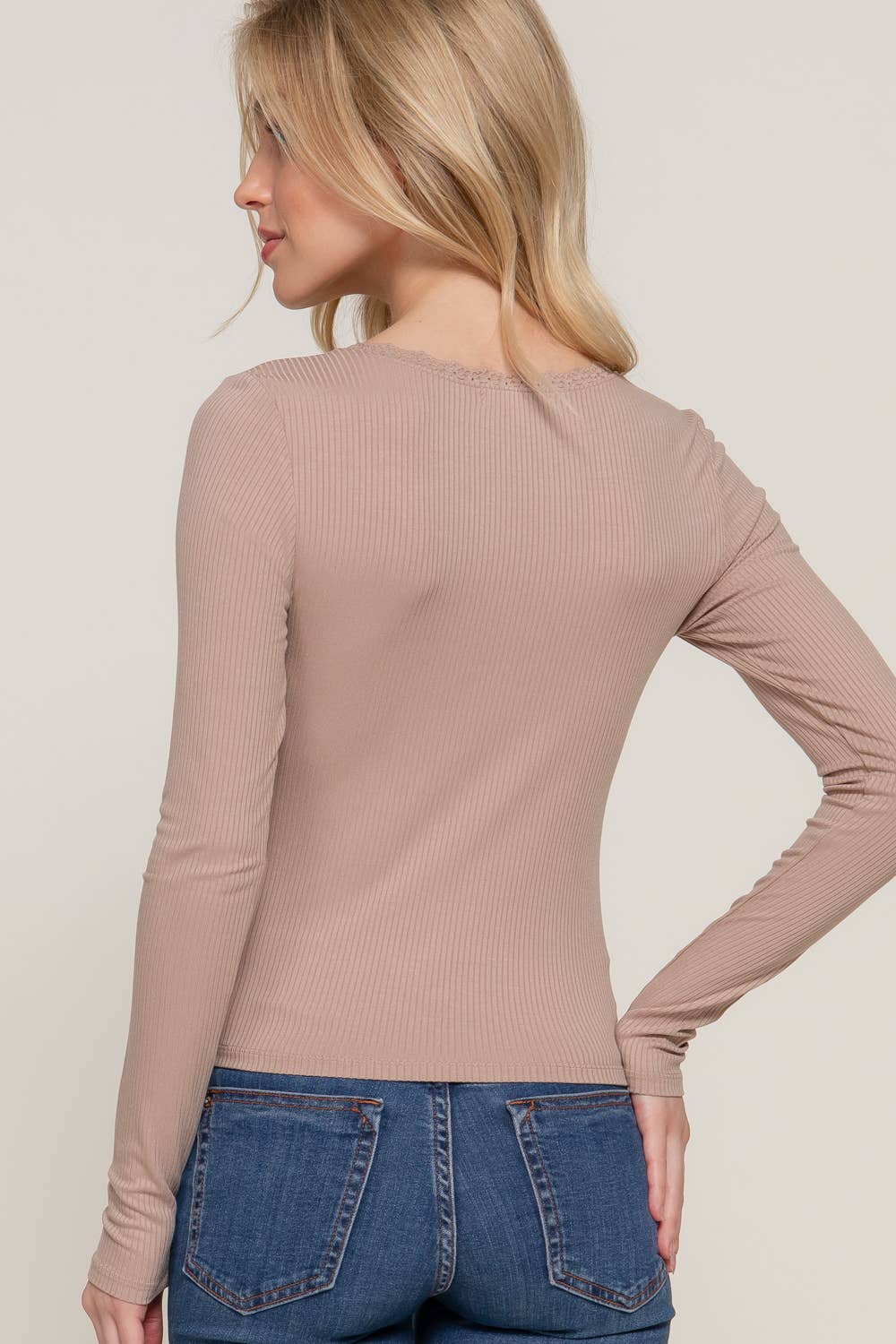Lace trim long sleeve