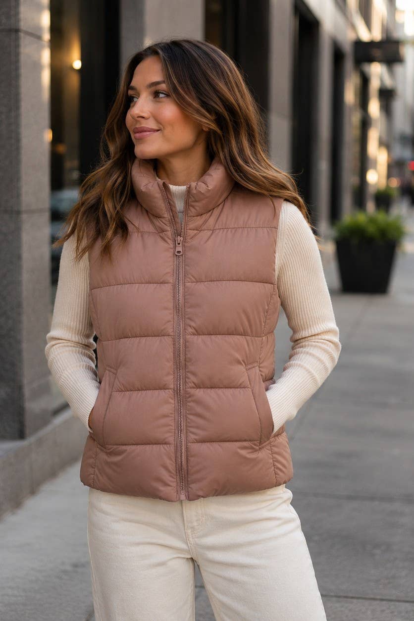 Quilted Zip-up Puffer Vest