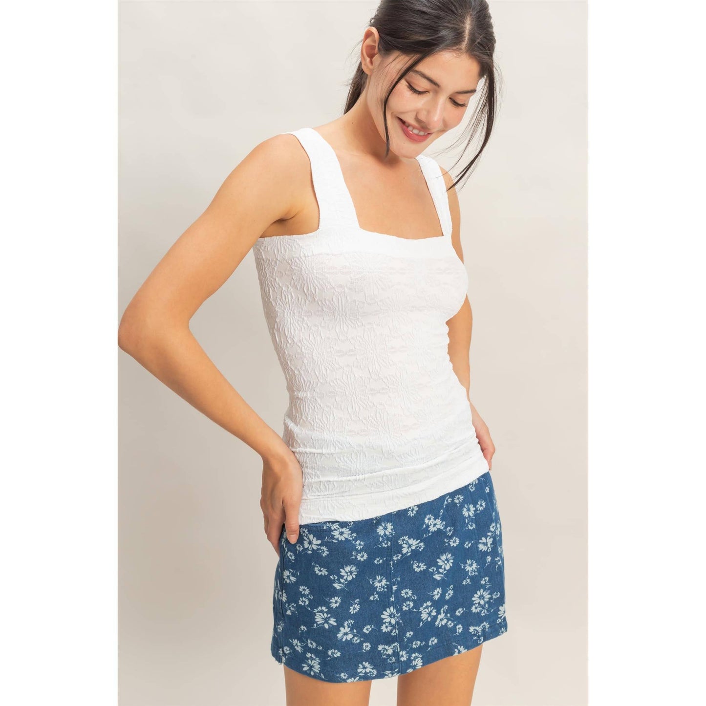 Floral Jacquard Tank