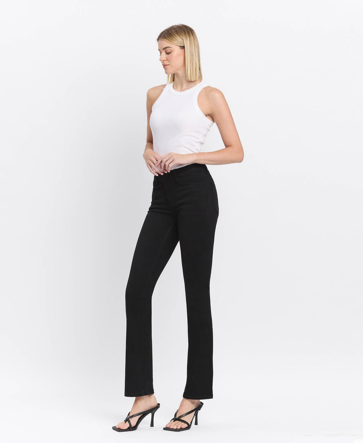 MID RISE FULL LENGTH BLACK BOOTCUT JEANS LV1171