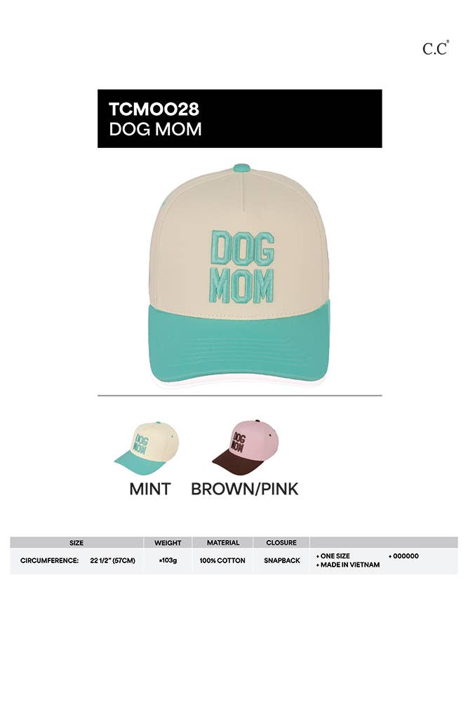 DOG MOM Embroidered Two Tone Trucker Cap