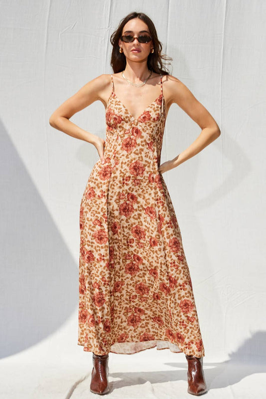 Printed Open Back Maxi Dress