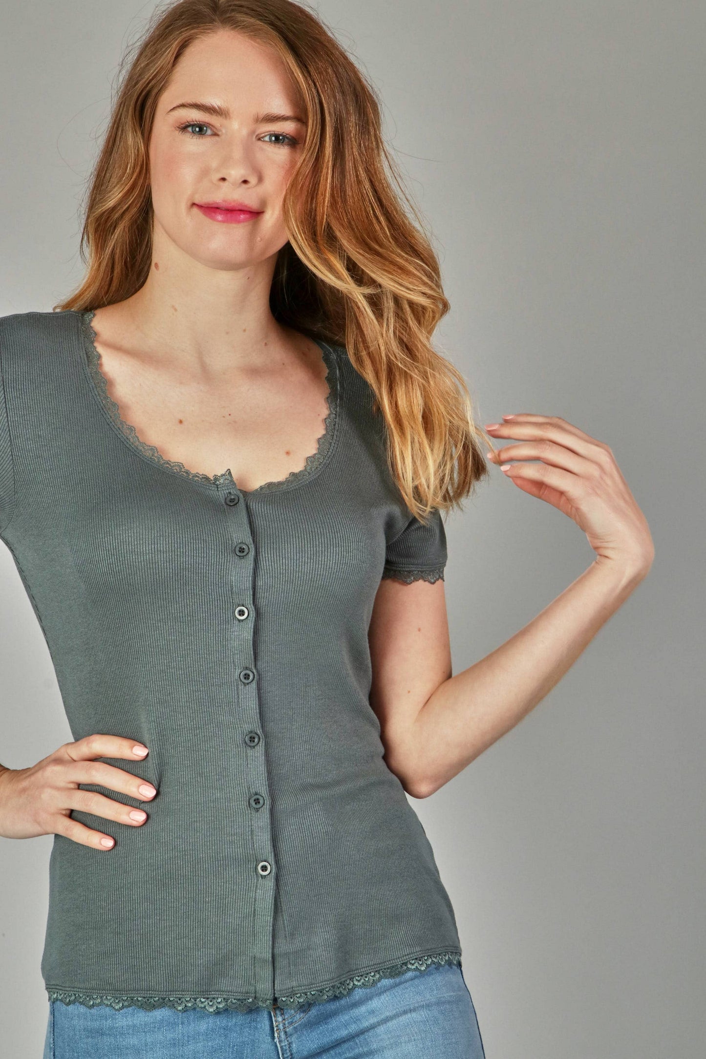 Button lace top