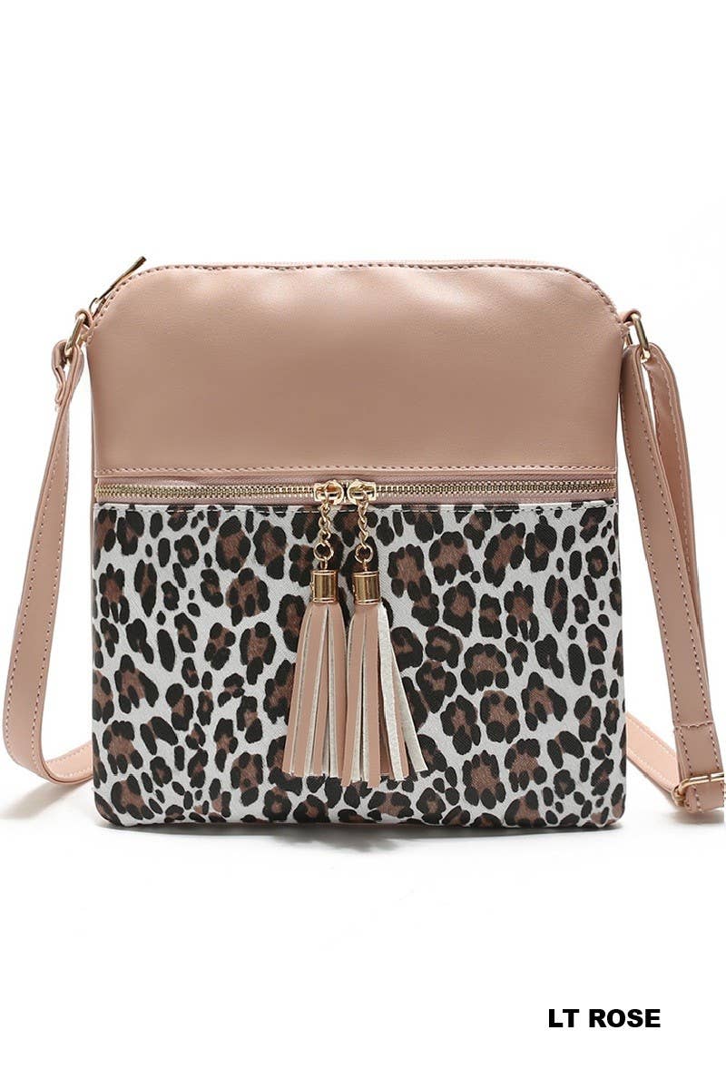 Leopard Tassel Crossbody Bag