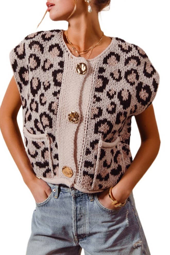 Leopard Sweater Vest Top