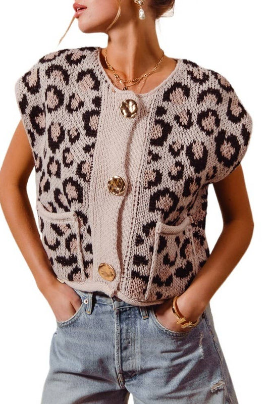 Leopard Sweater Vest Top