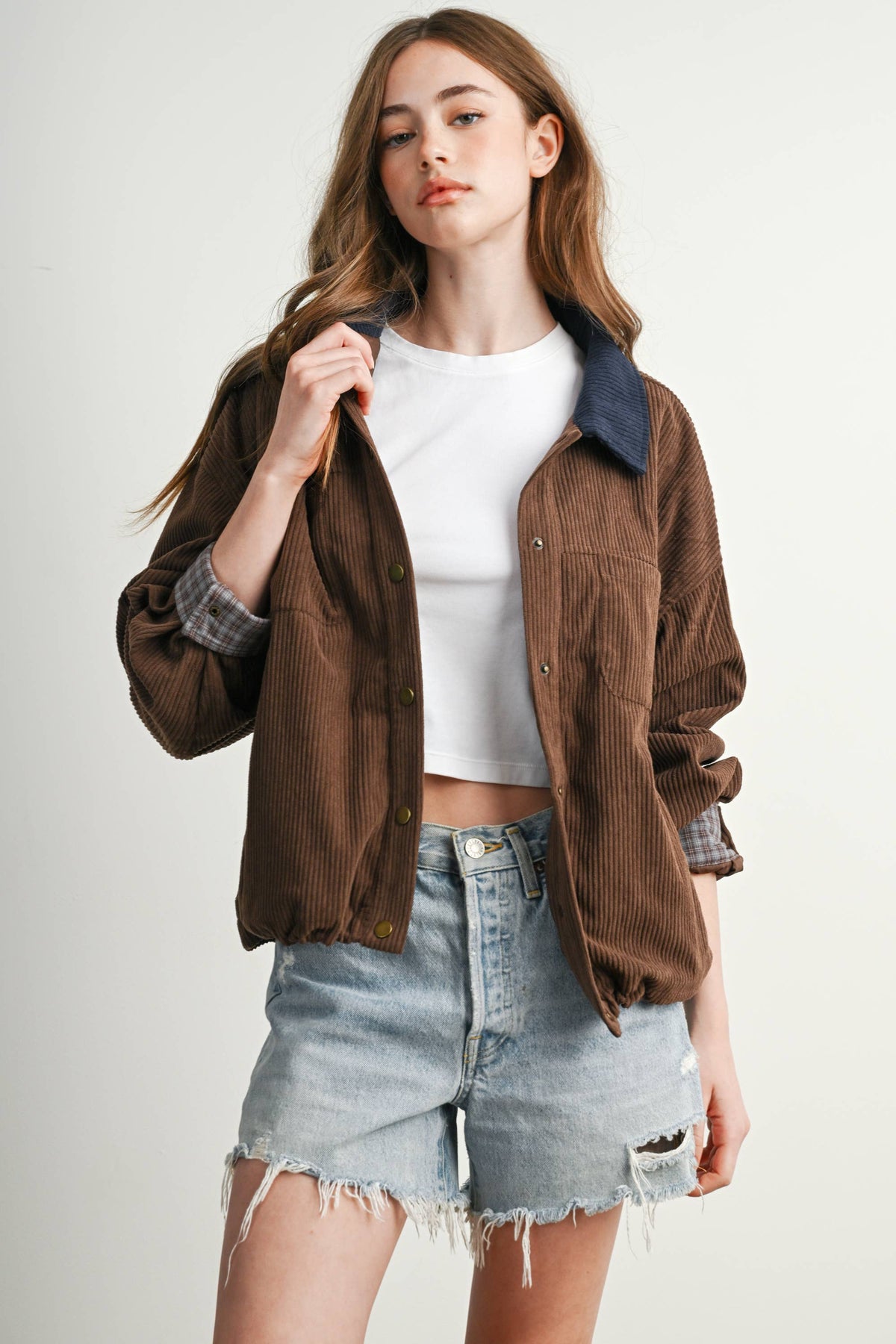 The Hazel Plaid Lined Corduroy Jacket-BMJ8614