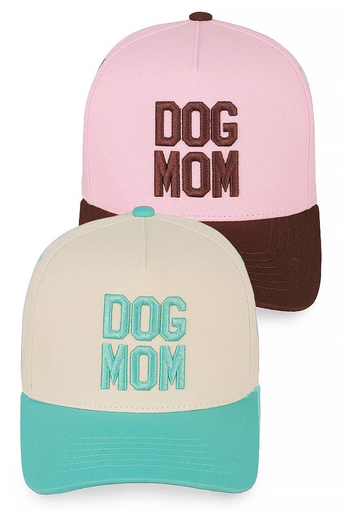 DOG MOM Embroidered Two Tone Trucker Cap