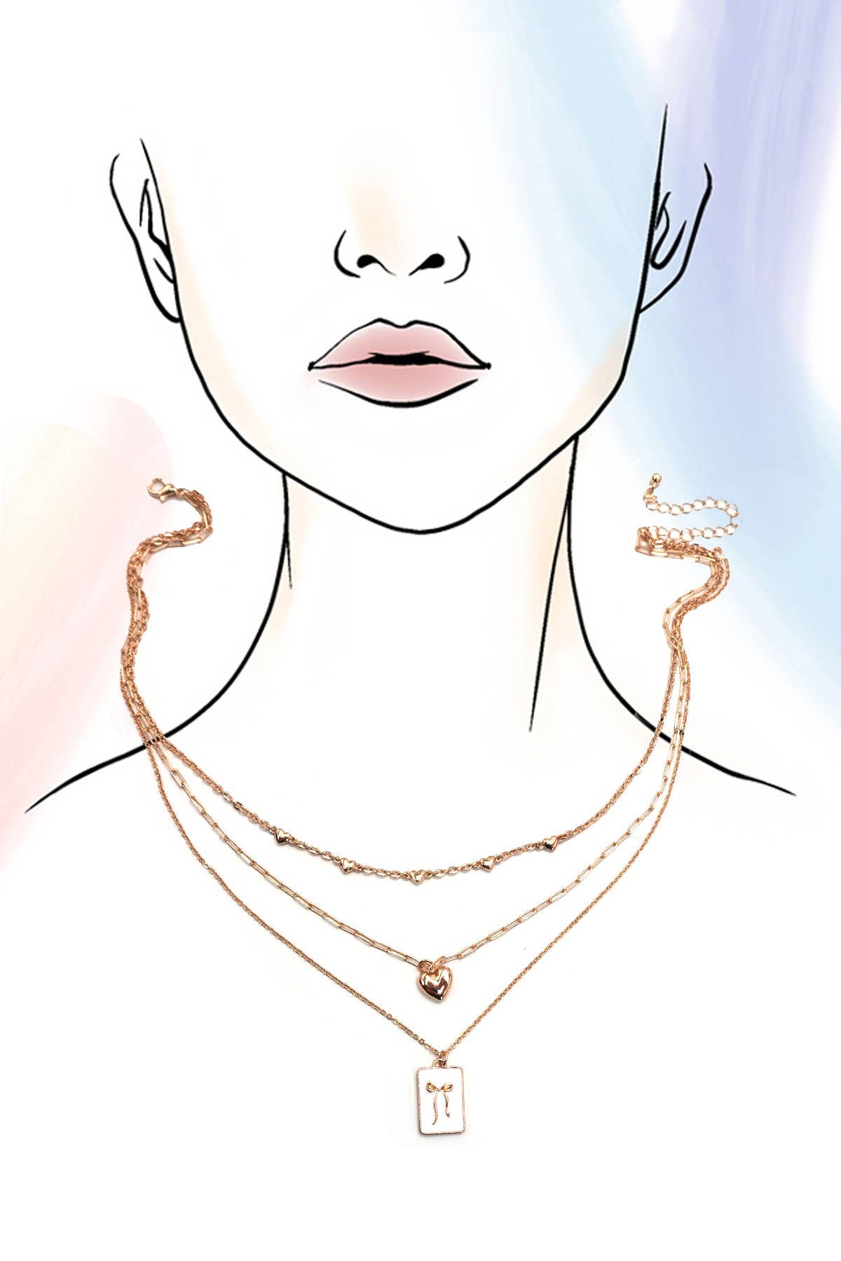 SQUARE BOW EPOXY CHARM LAYERED NECKLACE | 80N91936