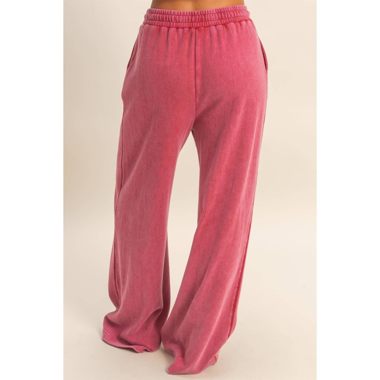 Acid Wash French Terry Wide-Leg Pants