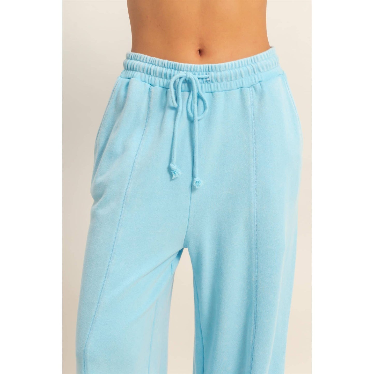 Acid Wash French Terry Wide-Leg Pants