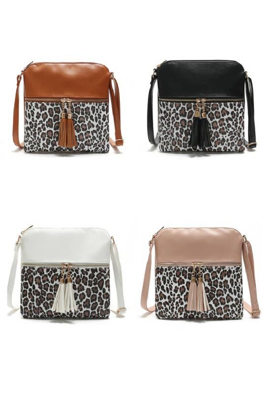 Leopard Tassel Crossbody Bag